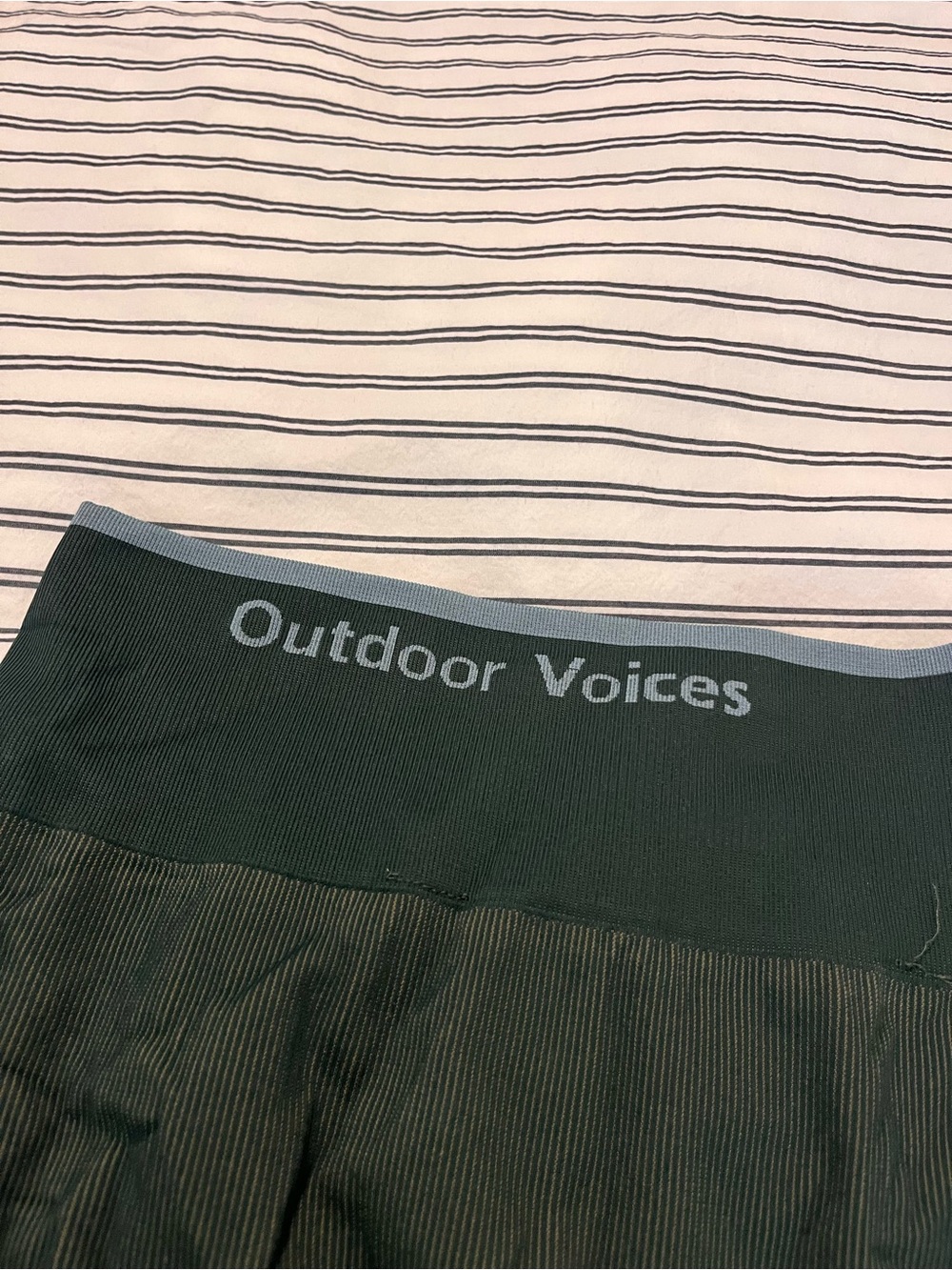 Outdoor Voices Ribbed Dark Green High-Waist Leggings